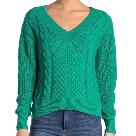 Abound Sweaters - Abound Cable Knit V-Neck Sweater -XL NWT Green